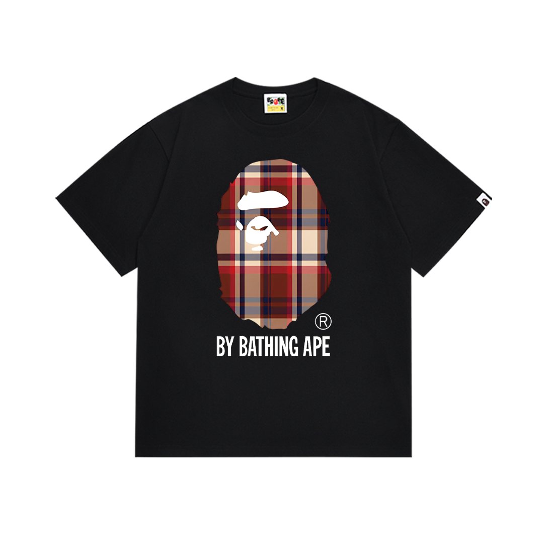 BAPE Red Plaid Ape Head Graphic T-Shirt ¡ª front