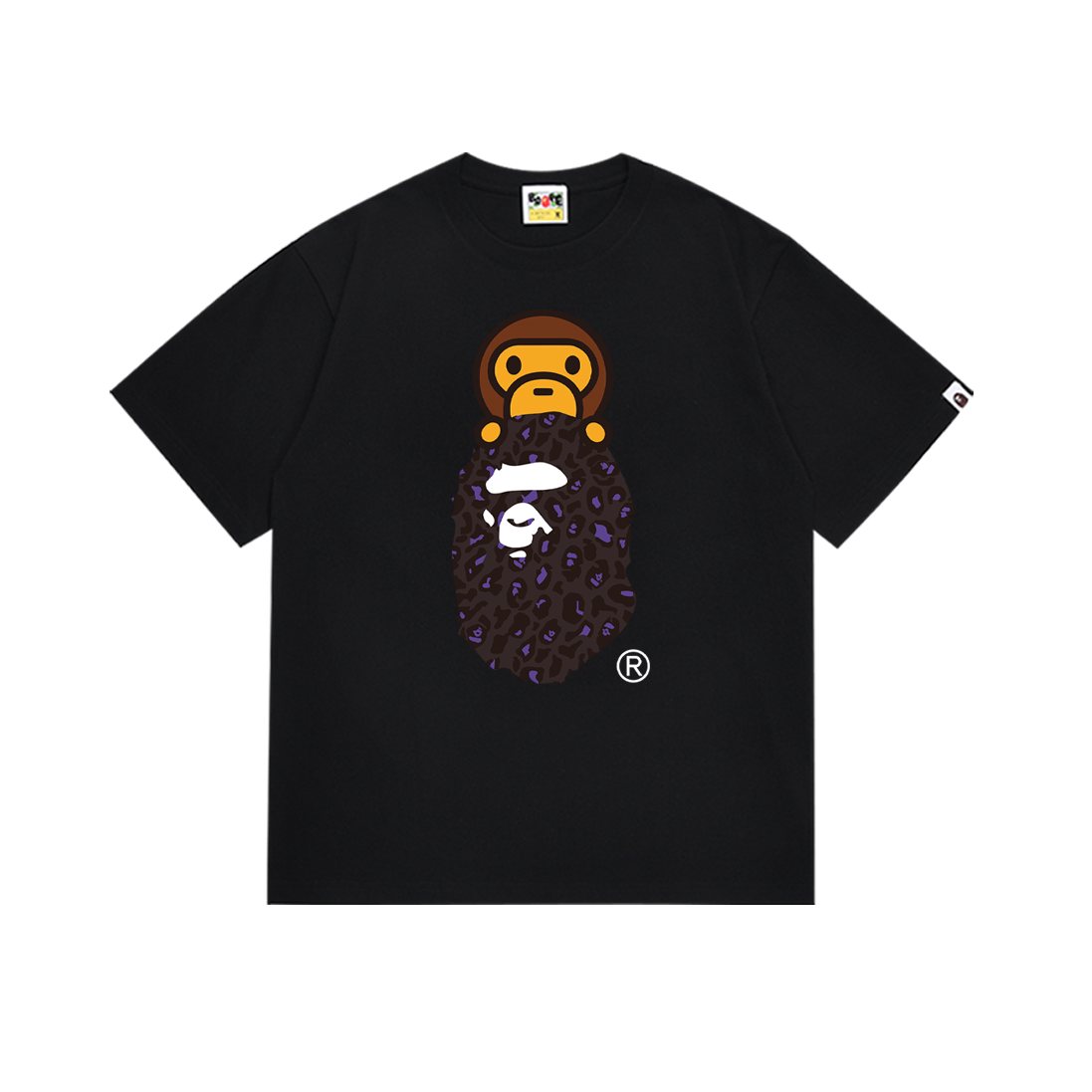BAPE Purple Leopard Ape Graphic T-Shirt ¡ª front