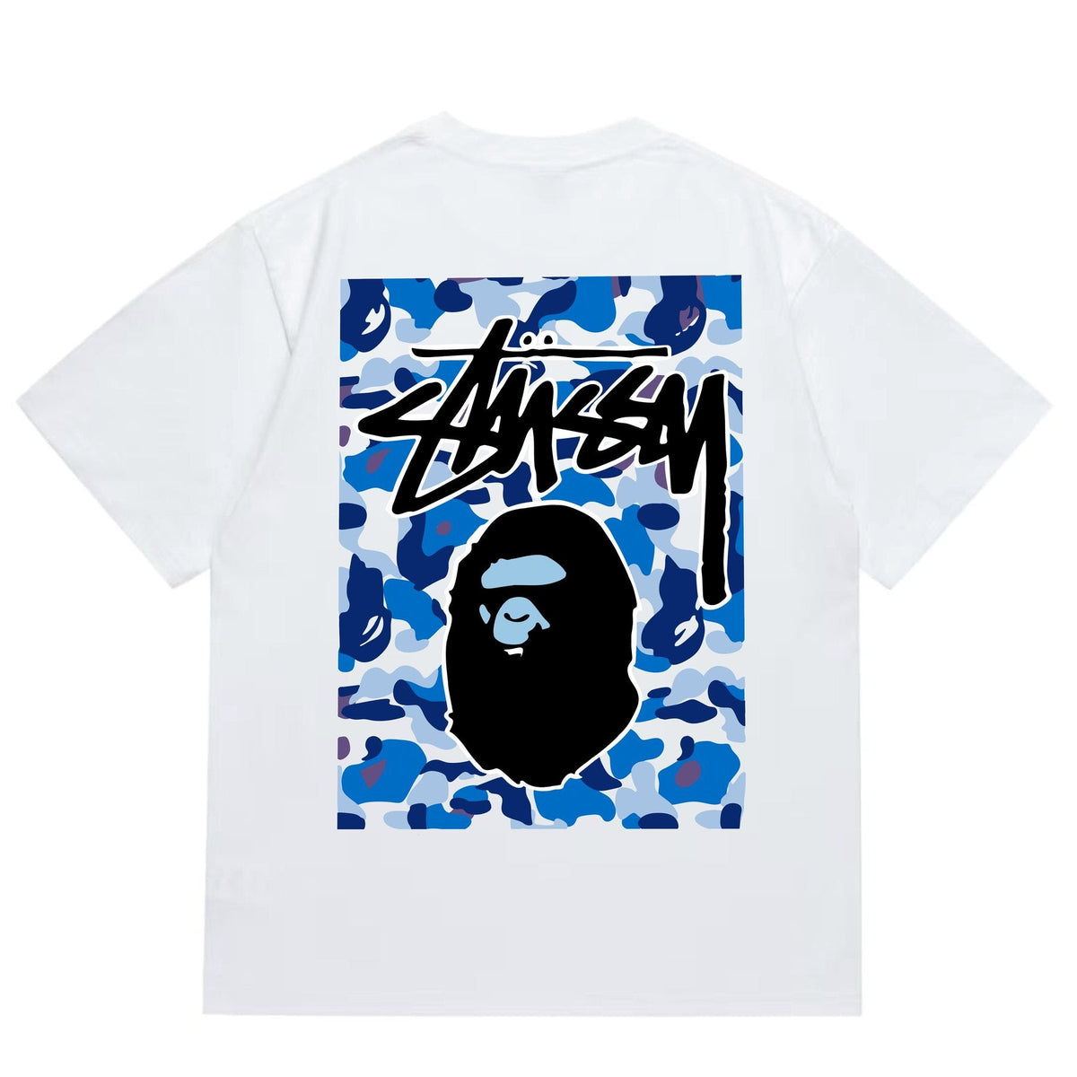 BAPE Blue Camo Black Ape Graphic T-Shirt ¡ª back