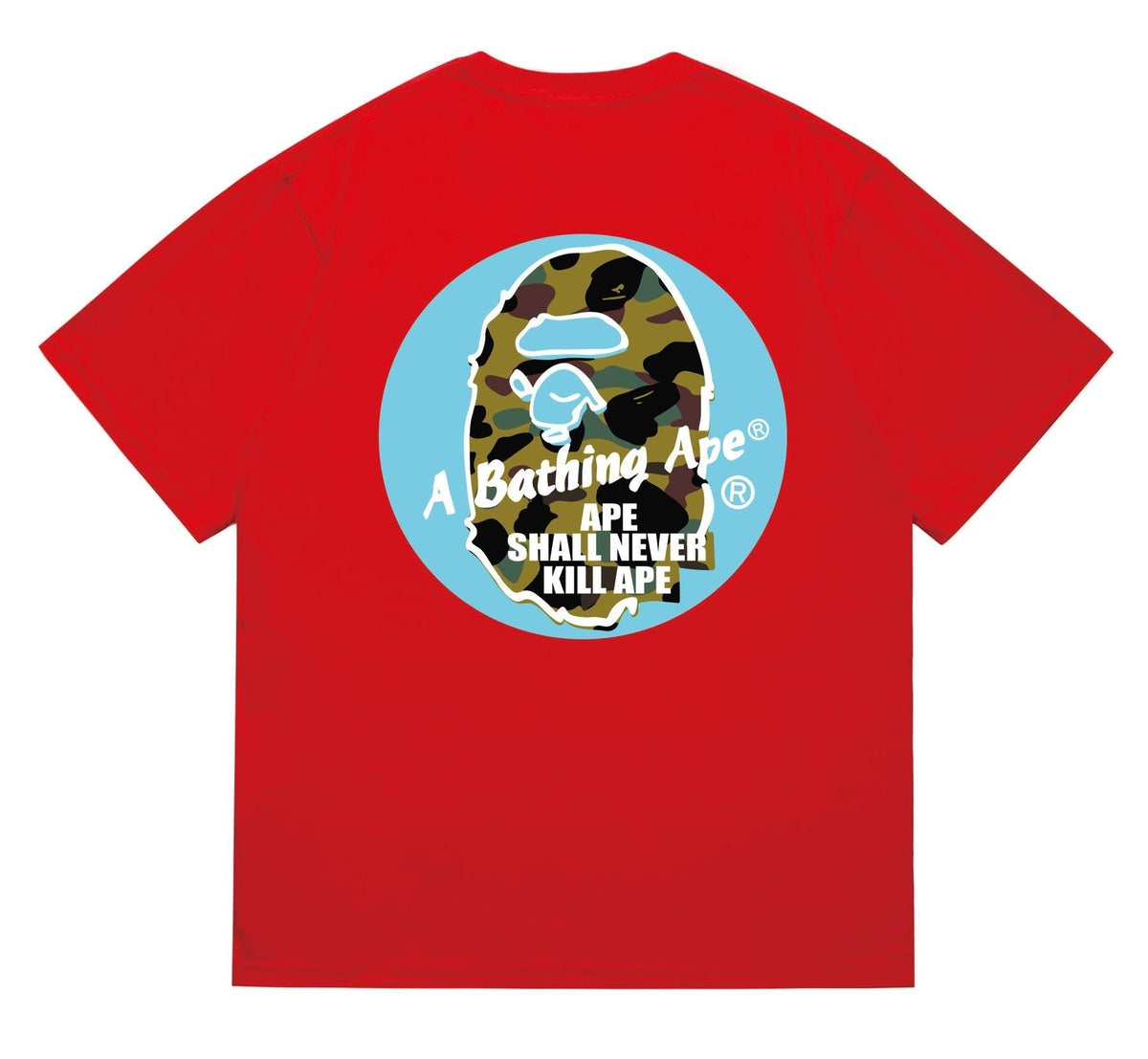 BAPE Blue Accent Camo Ape Circle Graphic T-Shirt ¡ª back