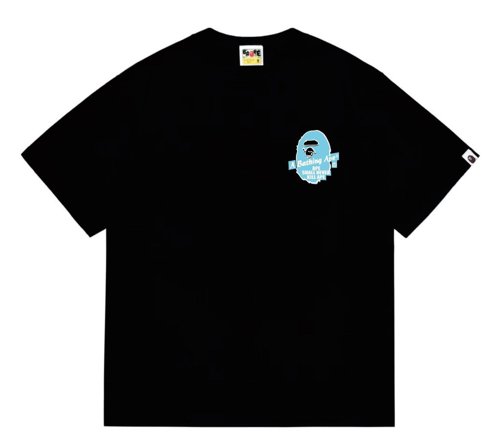 BAPE Blue Accent Camo Ape Circle Graphic T-Shirt ¡ª front