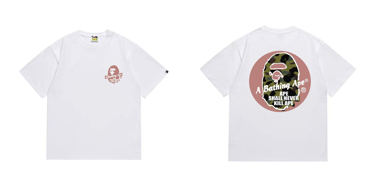 BAPE Pink Accent Ape Circle Graphic T-Shirt ¡ª front