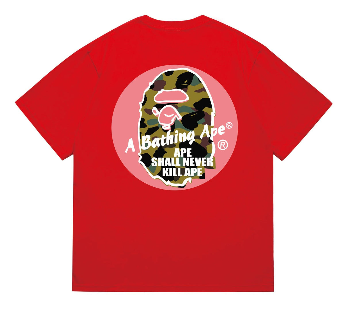 BAPE Pink Accent Ape Circle Graphic T-Shirt ¡ª back
