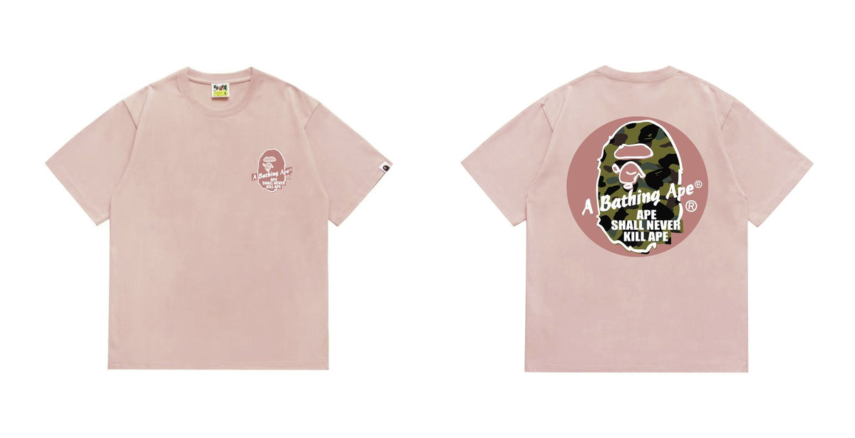 BAPE Pink Accent Ape Circle Graphic T-Shirt ¡ª front