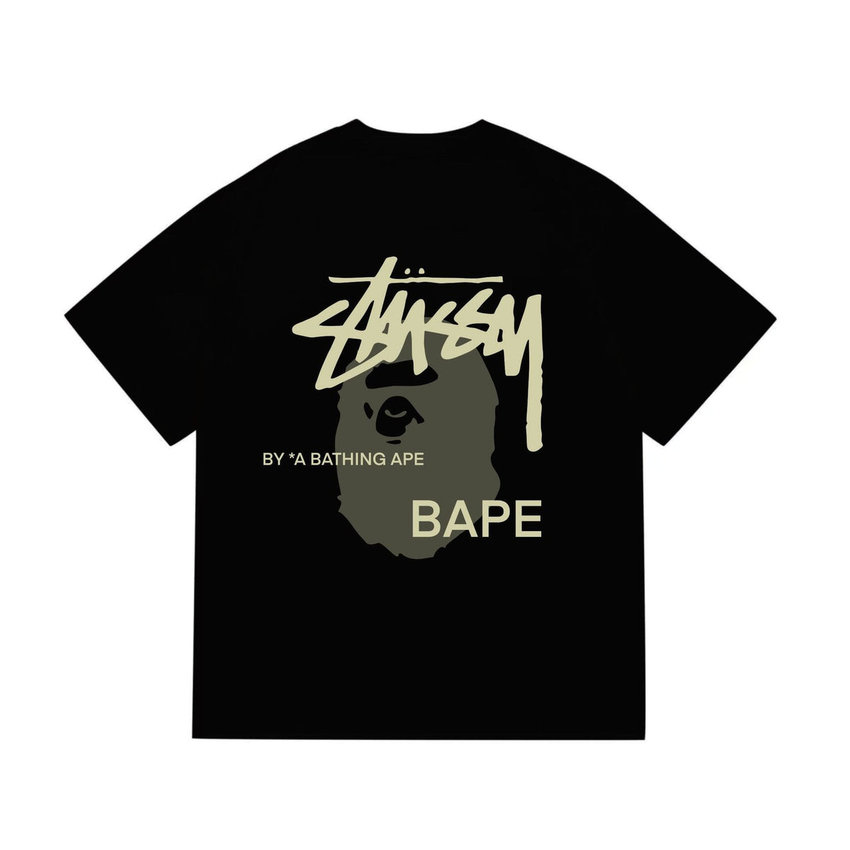 BAPE Olive & Gold Ape Wordmark Graphic T-Shirt ¡ª back