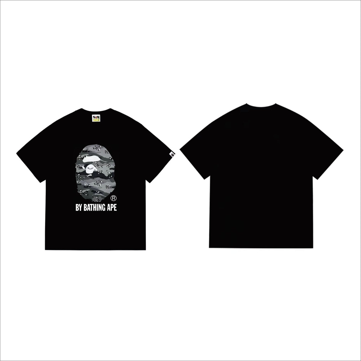 BAPE Grey/Blue Camo Ape Head T-Shirt ¡ª front