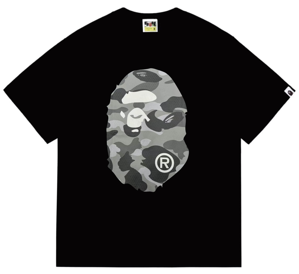 BAPE Grey Camo Ape Head Graphic T-Shirt ¡ª front
