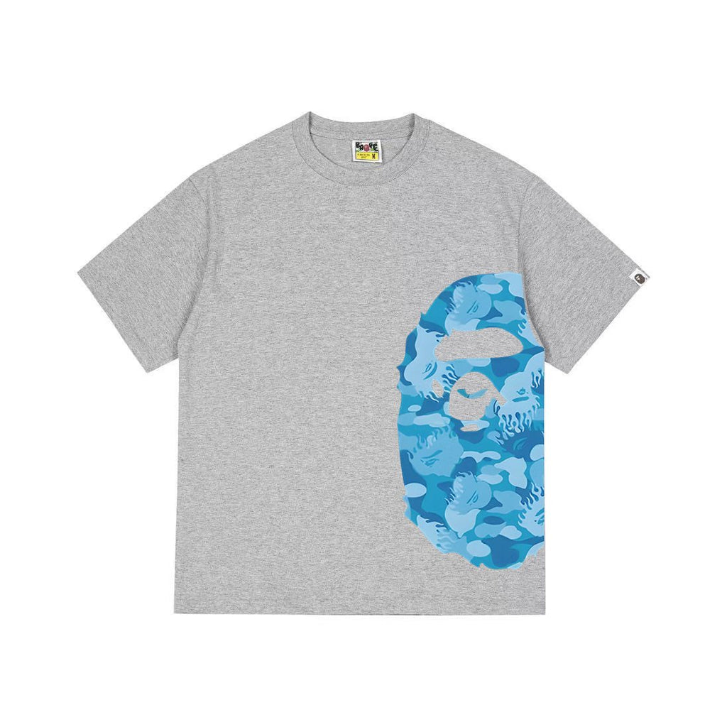 BAPE Blue Camo Ape-Head Side Graphic T-Shirt ¡ª front