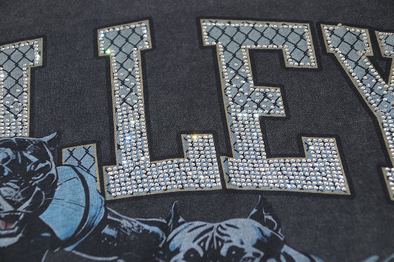 VALE USA Athletic Rhinestone Graphic T-Shirt ¡ª detail