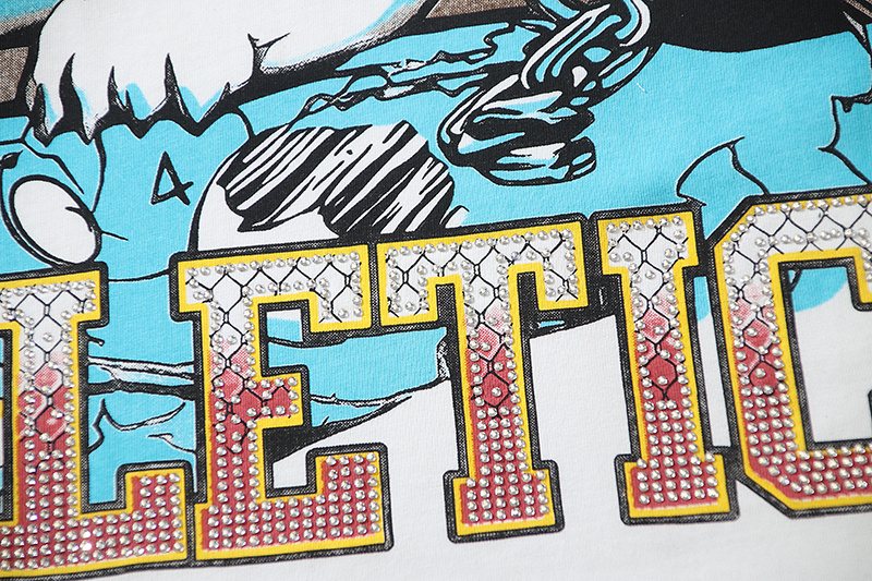 VALE USA Athletic Rhinestone Graphic T-Shirt ¡ª detail