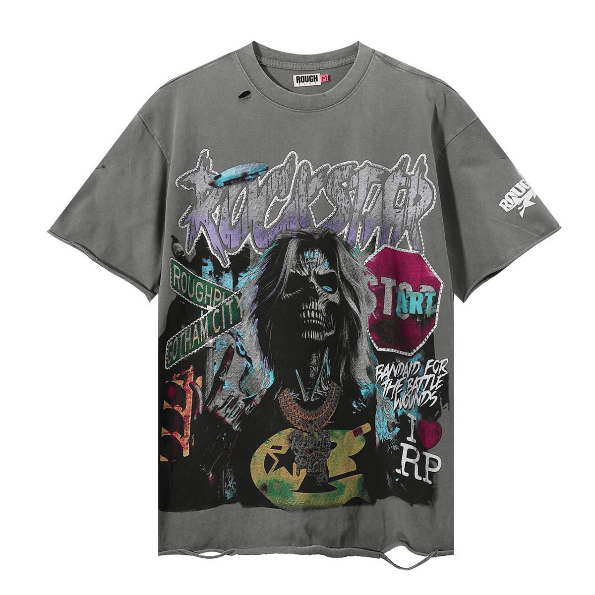 Rough Play Skeleton Rapper Graphic Short-Sleeve T-Shirt ¡ª hero