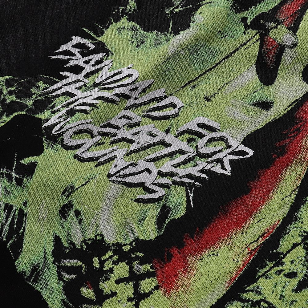 Rough Play Skeleton Graphic Distressed T-Shirt ¡ª detail