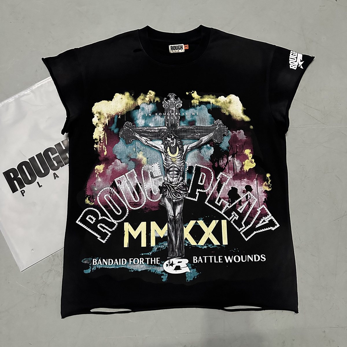 Rough Play Skeleton Cross Rhinestone Sleeveless T-Shirt ¡ª context