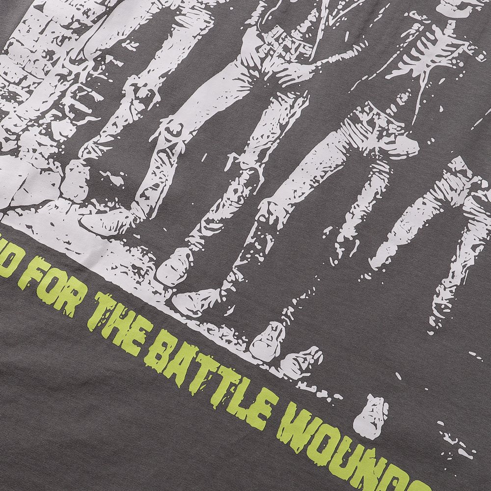 Rough Play Skeleton Rhinestone Distressed T-Shirt ¡ª detail