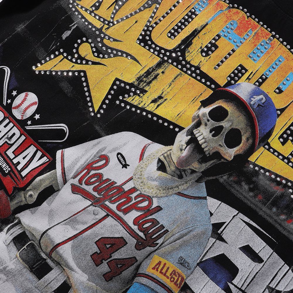 Rough Play Skeleton Baseball Graphic T-Shirt ¡ª detail