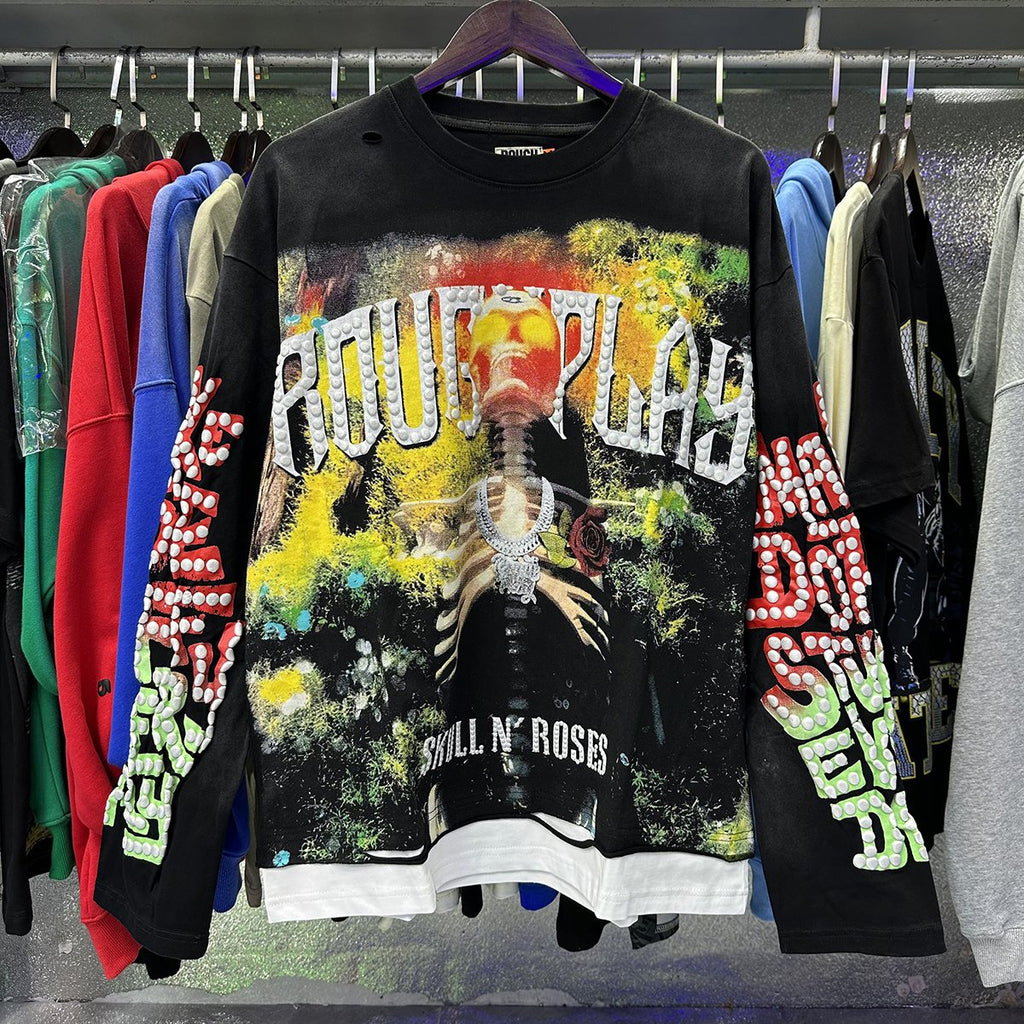 Rough Play Skull & Roses Long-Sleeve T-Shirt ¡ª context