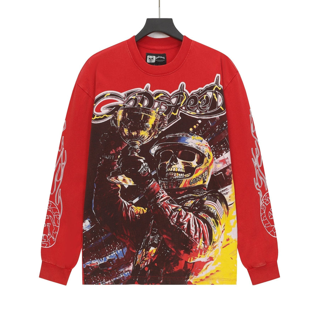 Godspeed Racing Skull Graphic Long-Sleeve T-Shirt ¡ª front