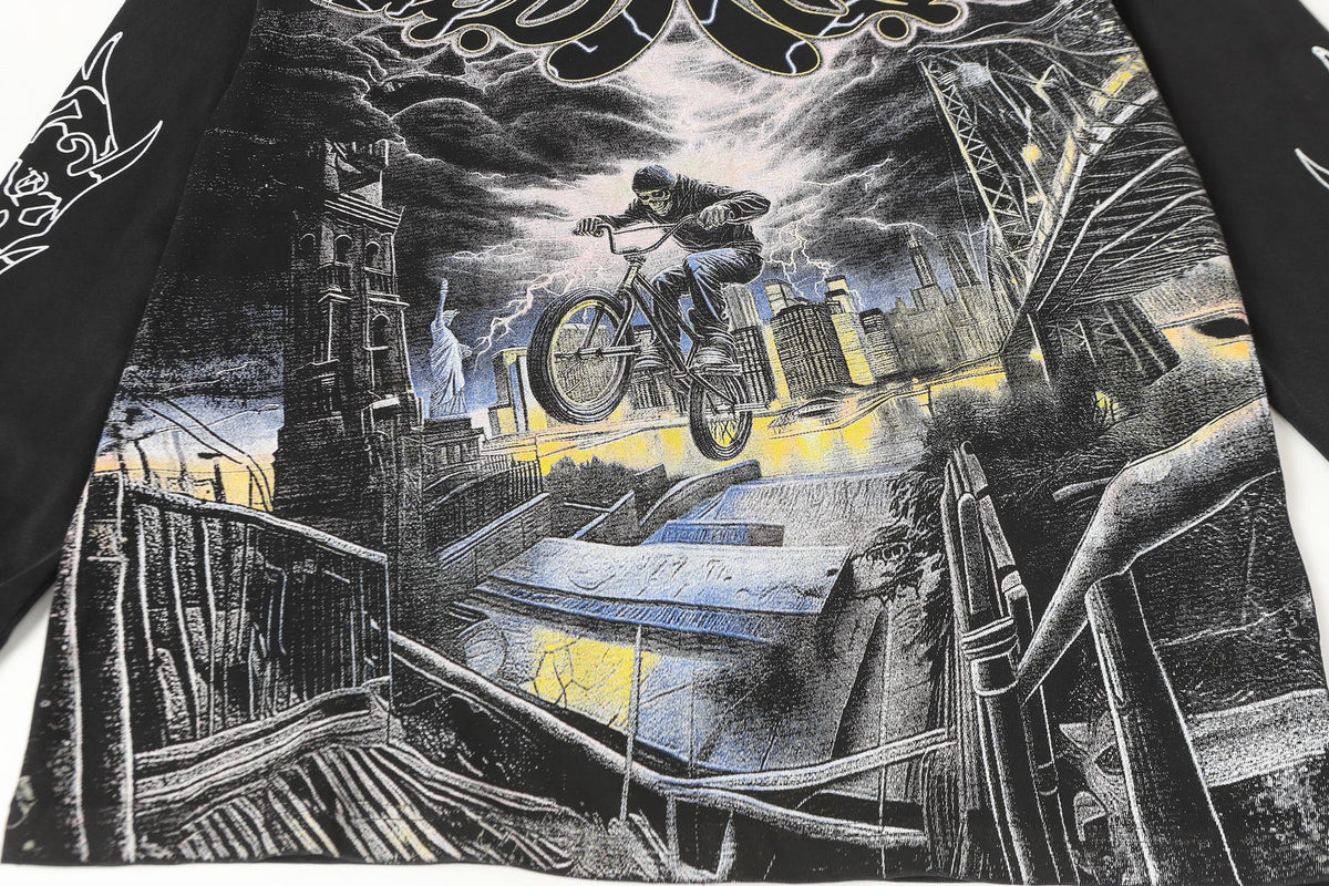 Godspeed Washed Black Rock Graphic Long-Sleeve T-Shirt ¡ª detail