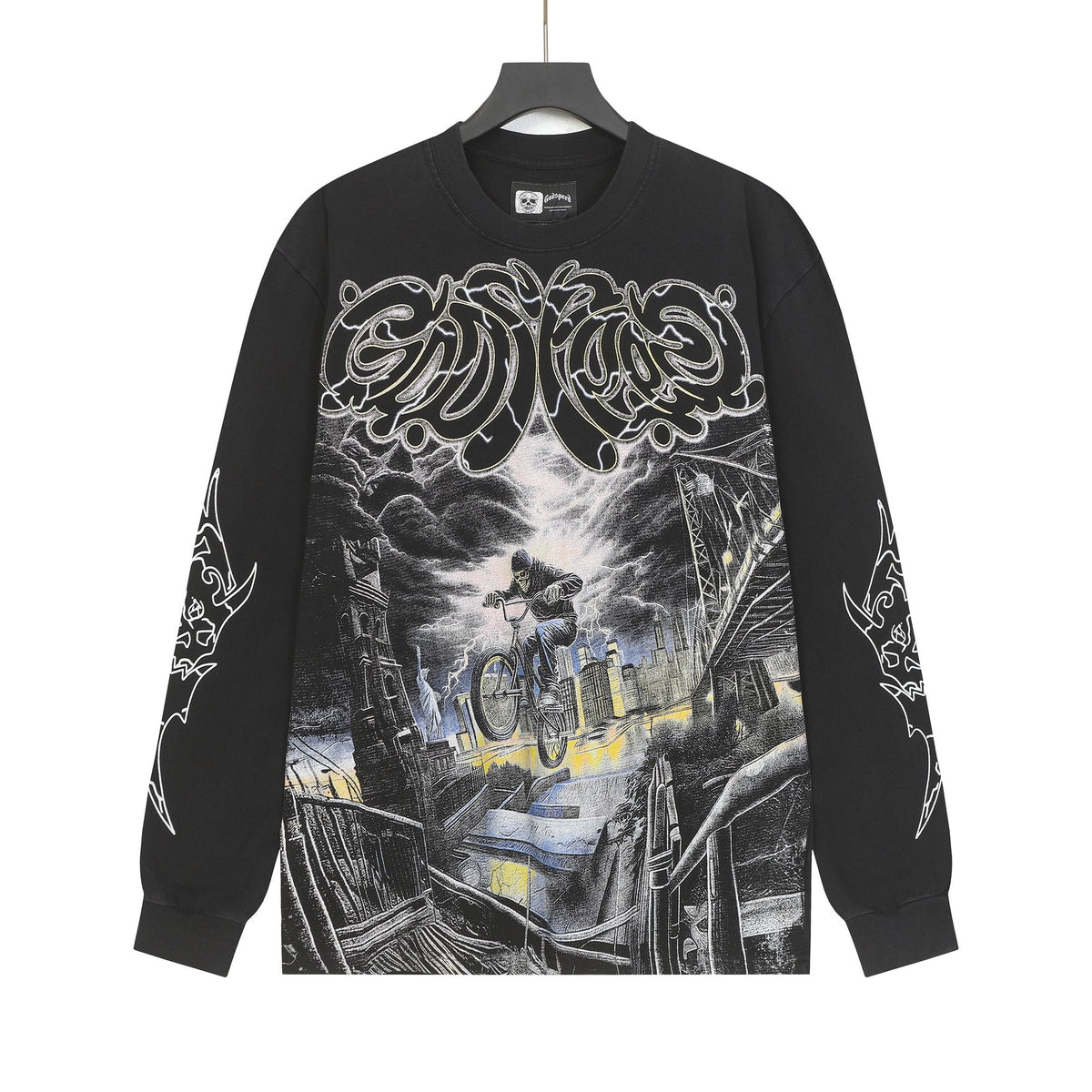 Godspeed Washed Black Rock Graphic Long-Sleeve T-Shirt ¡ª hero