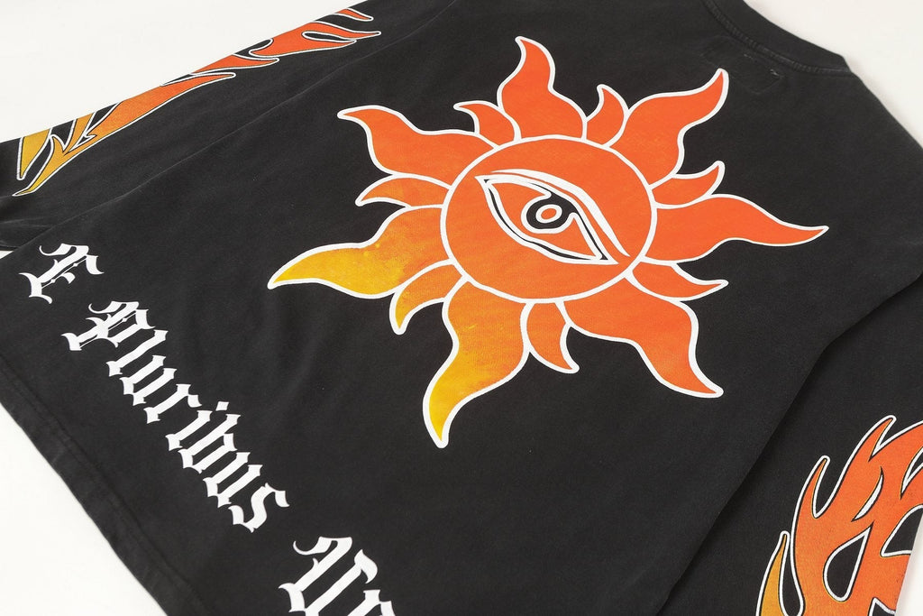 Godspeed Washed Black Flame Graphic Long-Sleeve T-Shirt ¡ª detail