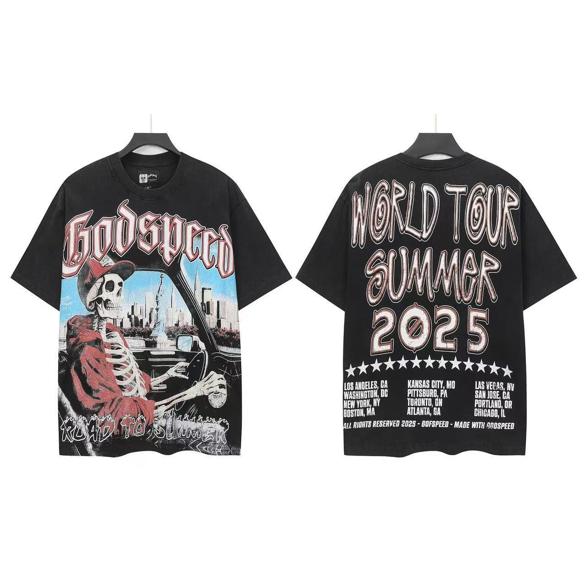 Godspeed World Tour Summer 2025 Skeleton Graphic T-Shirt ¡ª front