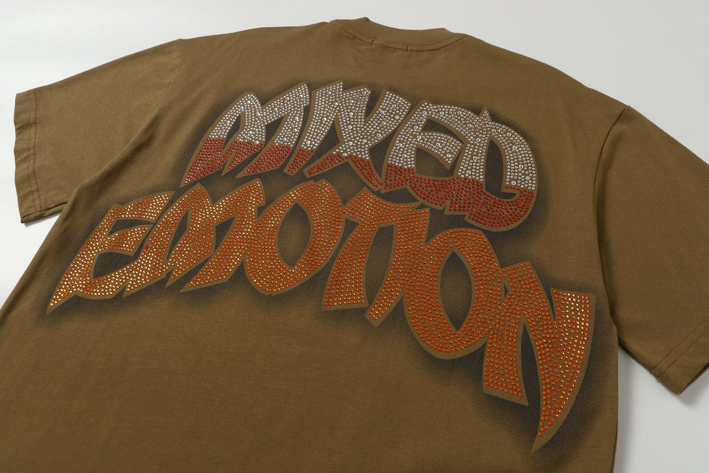 MIXED EMOTION Olive Brown Graphic T-Shirt ¡ª detail