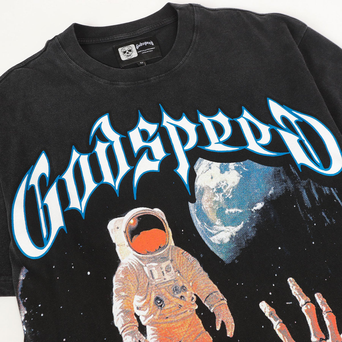 Godspeed Astronaut Back Print Washed Graphic T-Shirt ¡ª detail