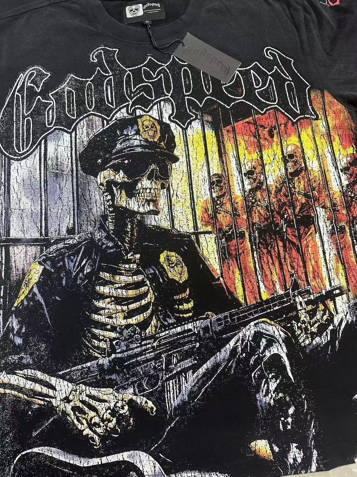 Godspeed Skeleton Prison Graphic T-Shirt ¡ª detail