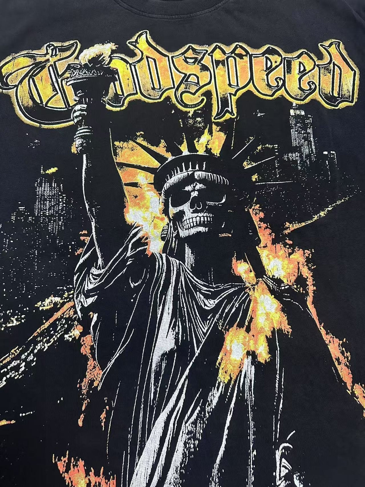 Godspeed Washed Black Statue Graphic T-Shirt ¡ª detail