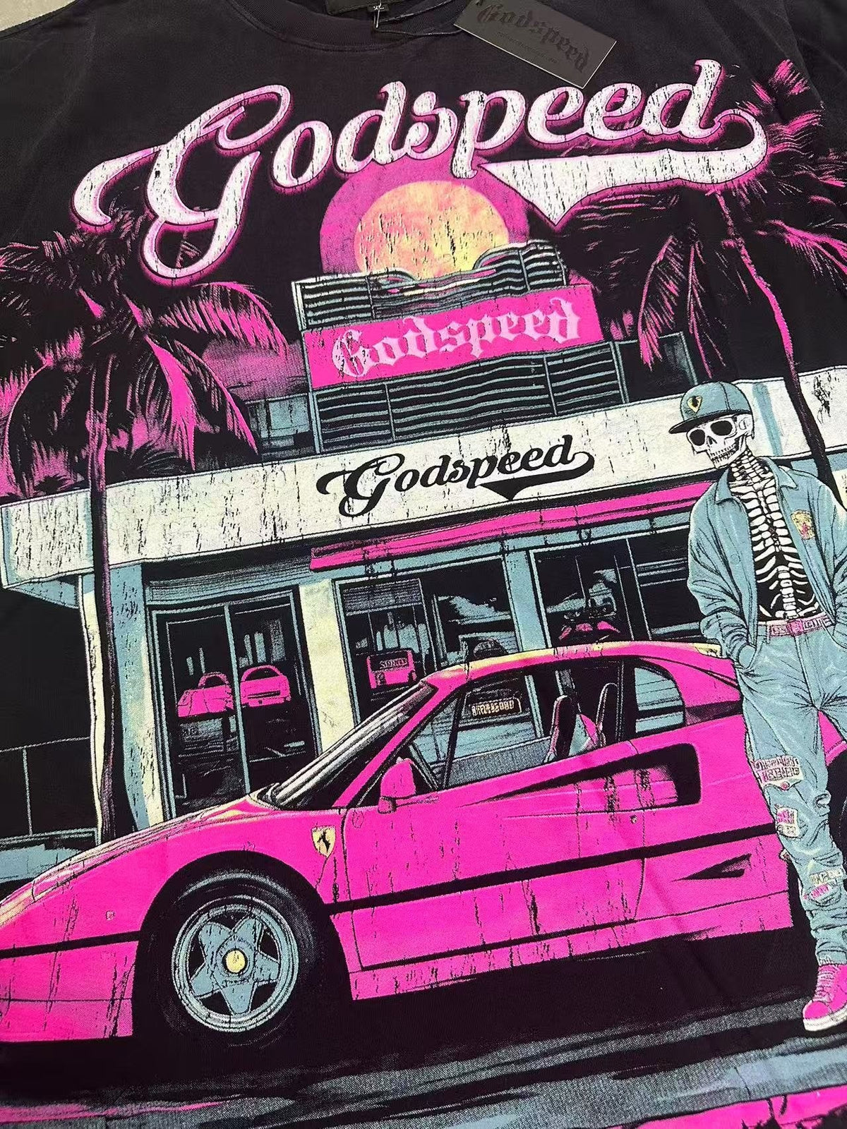 Godspeed Washed Black Rock Graphic T-Shirt ¡ª detail