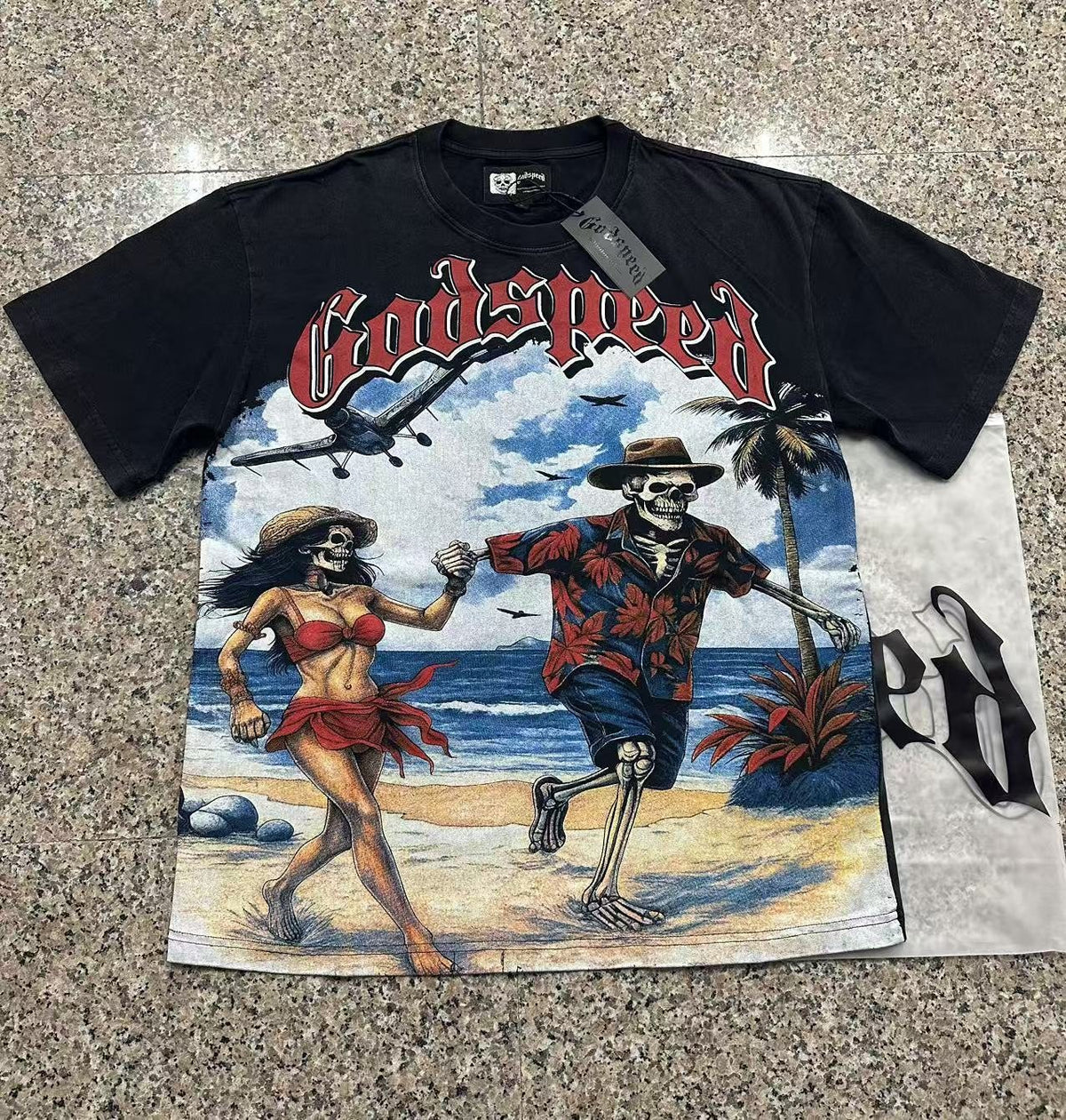 Godspeed Beach Skeleton Graphic T-Shirt ¡ª context