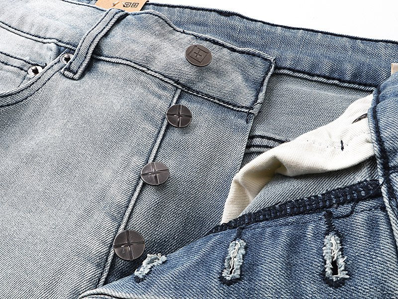 Ksubi Distressed Light Wash Slim Tapered Jeans ¡ª detail