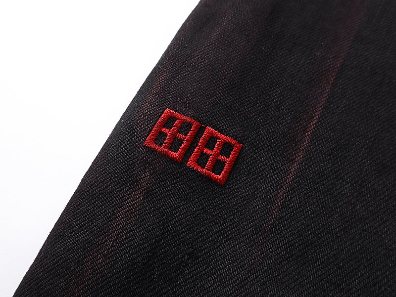 Ksubi Black Slim Tapered Jeans with Red Accents ¡ª detail