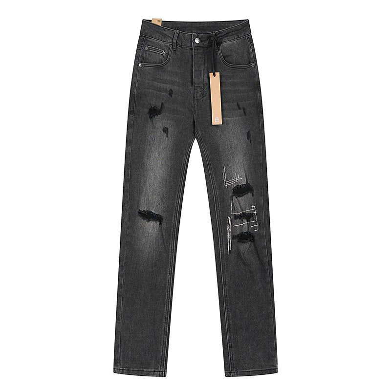 Ksubi Slim Tapered Graphic Jeans - Black ¡ª front