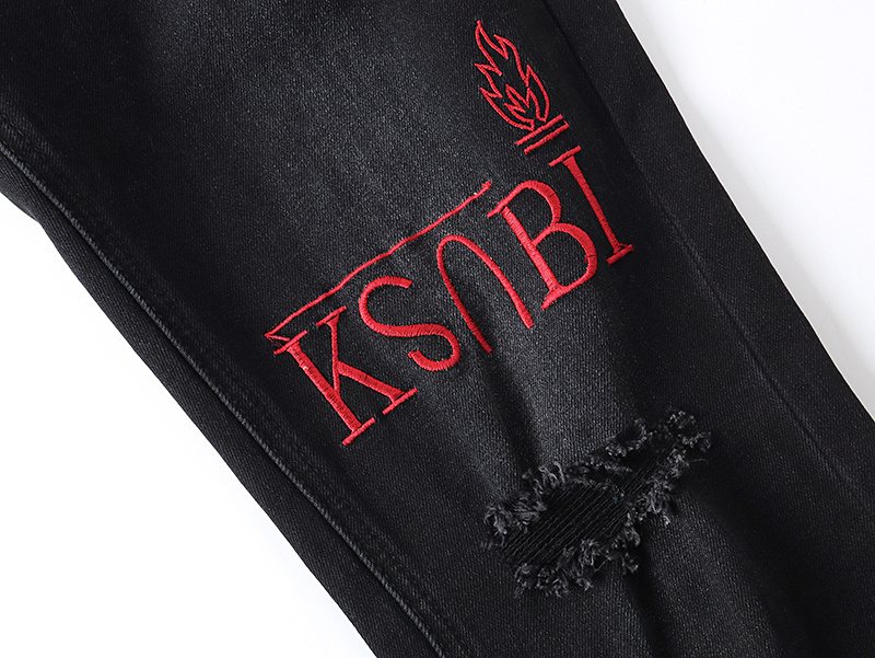 Ksubi Black Distressed Slim Tapered Jeans ¡ª detail