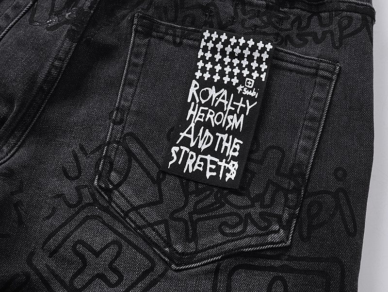 Ksubi Black Tonal Graphic Slim Tapered Jeans ¡ª detail