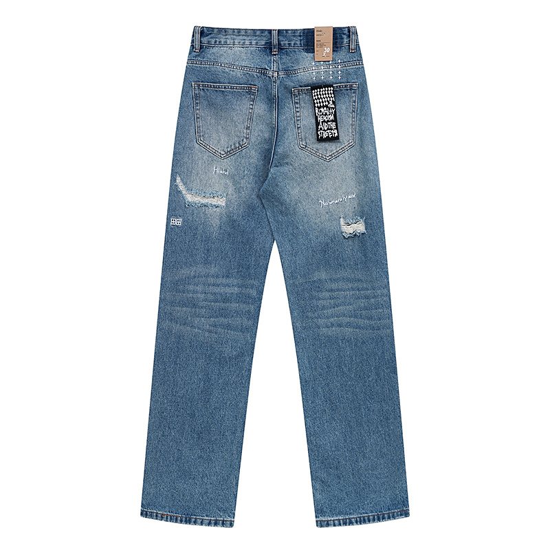 Ksubi Distressed Cross Embroidery Straight-Leg Jeans ¡ª back