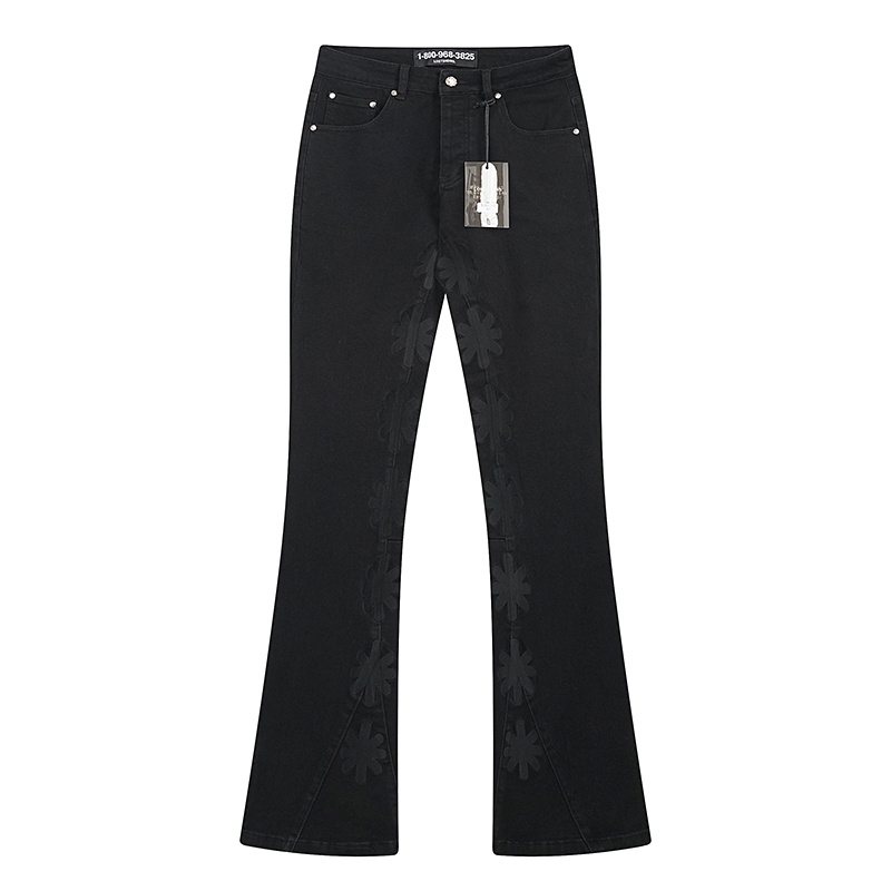 LOSTSHDWS Black Flared Jeans with Floral Embroidery ¡ª hero