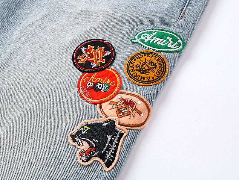AMIRI Light Blue Patch Detail Slim Tapered Jeans ¡ª detail