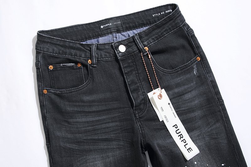 Purple Brand Black Distressed Paint-Splatter Jeans ¡ª detail