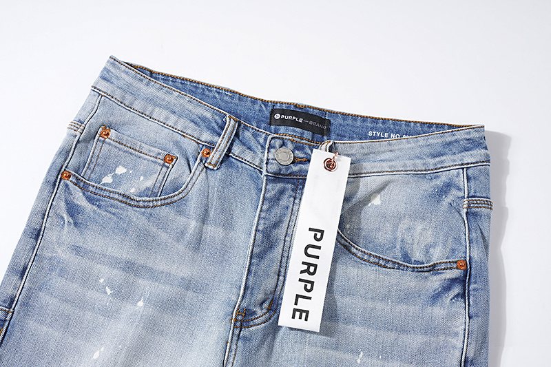 Purple Brand Light Blue Distressed Paint-Splatter Jeans ¡ª detail