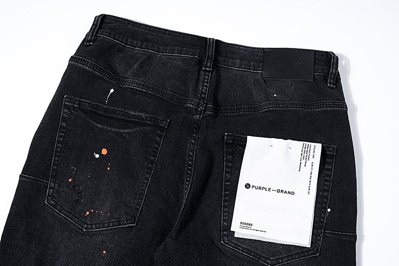 Purple Brand Paint Splatter Distressed Black Jeans ¡ª detail