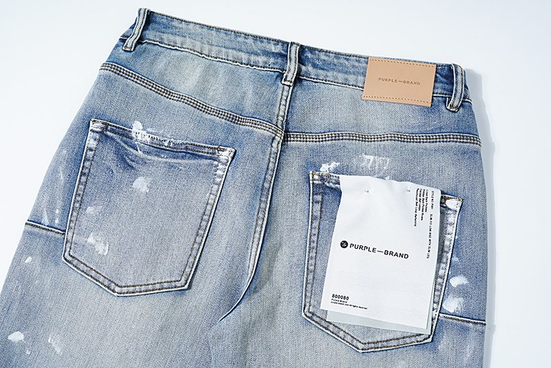 Purple Brand Light Blue Paint-Splatter Distressed Jeans ¡ª detail