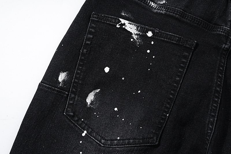 Purple Brand Paint Splatter Distressed Black Jeans ¡ª detail