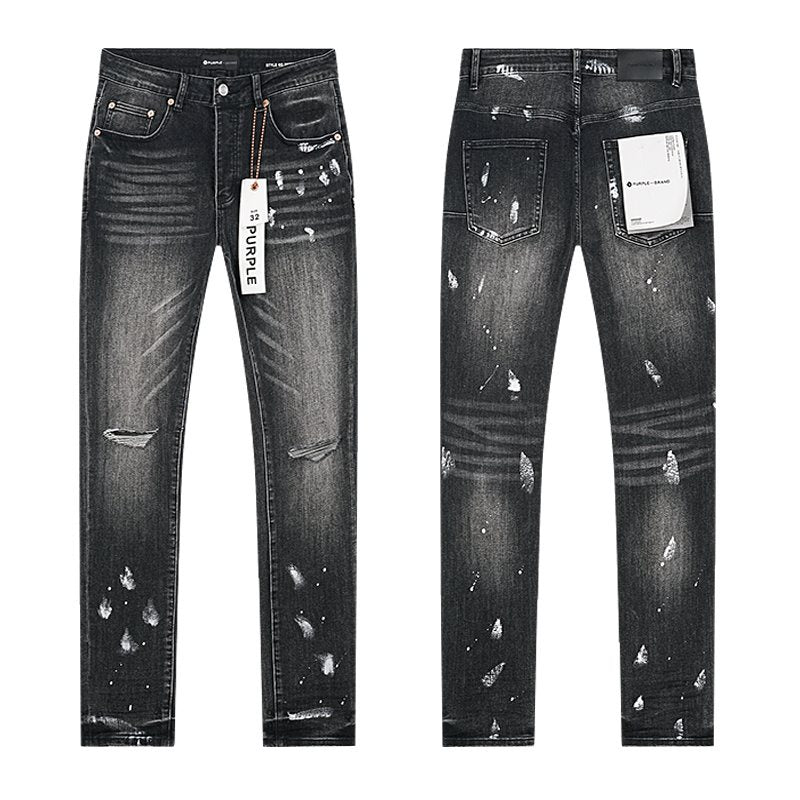 Purple Brand Black Distressed Paint Splatter Jeans ¡ª hero