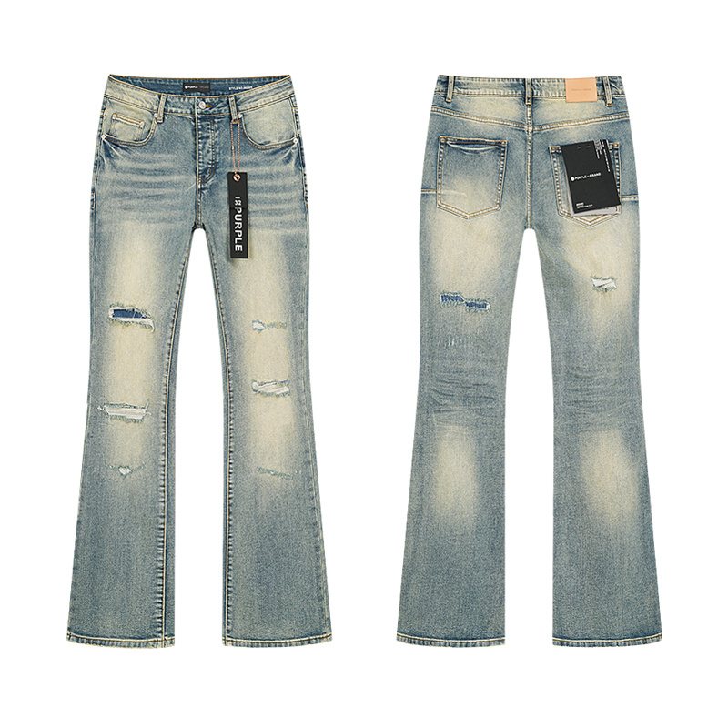 Purple Brand Light Blue Distressed Flared Jeans ¡ª hero