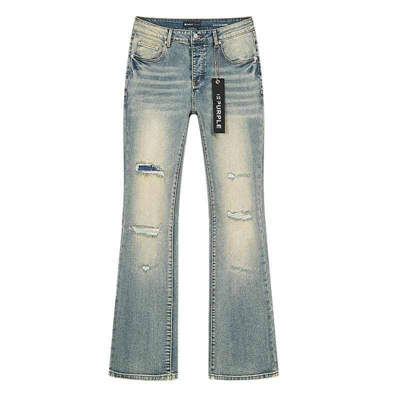Purple Brand Light Blue Distressed Flared Jeans ¡ª front