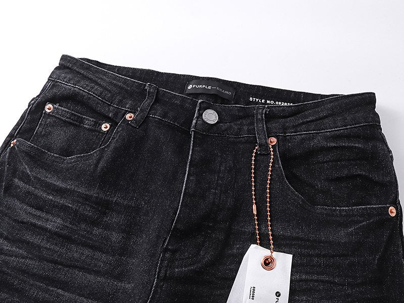 Purple Brand Black Distressed Paint-Splatter Jeans ¡ª detail
