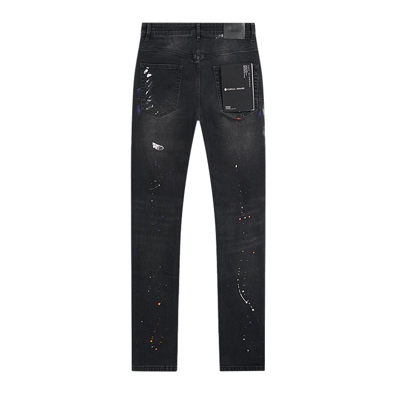 Purple Brand Black Distressed Paint-Splatter Jeans ¡ª back