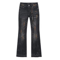 Purple Brand Distressed Paint-Splatter Flared Jeans ¡ª hero